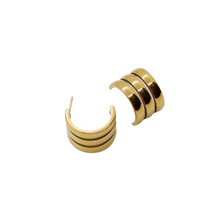 Load image into Gallery viewer, Triple Maah Gold Hoop Earrings