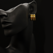 Load image into Gallery viewer, Triple Maah Gold Hoop Earrings