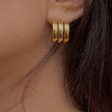 Load image into Gallery viewer, Triple Maah Gold Hoop Earrings
