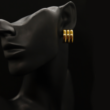 Load image into Gallery viewer, Triple Maah Gold Hoop Earrings
